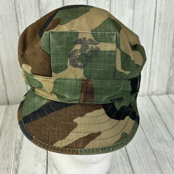 Military Army Woodland Camouflage‎ Utility Cap Hat Size Medium Camo Eagle - Picture 1 of 11